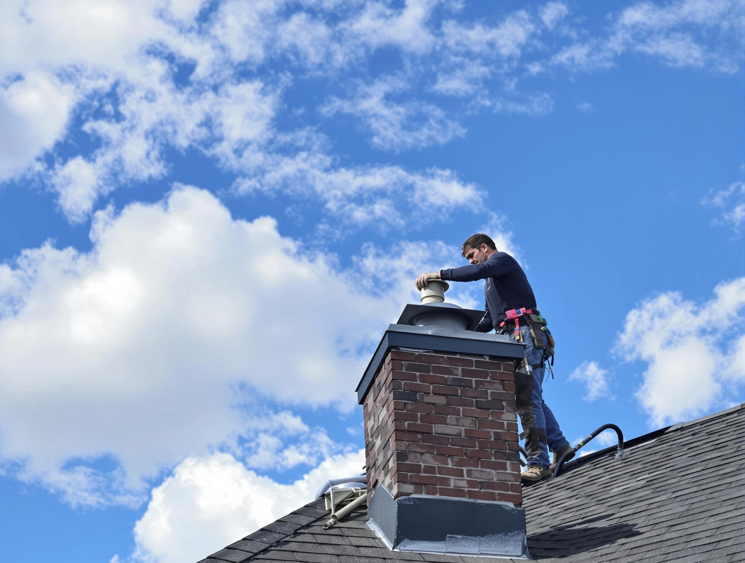 Mechanicsville Chimney Sweep installing a sturdy chimney cap in Mechanicsville, VA