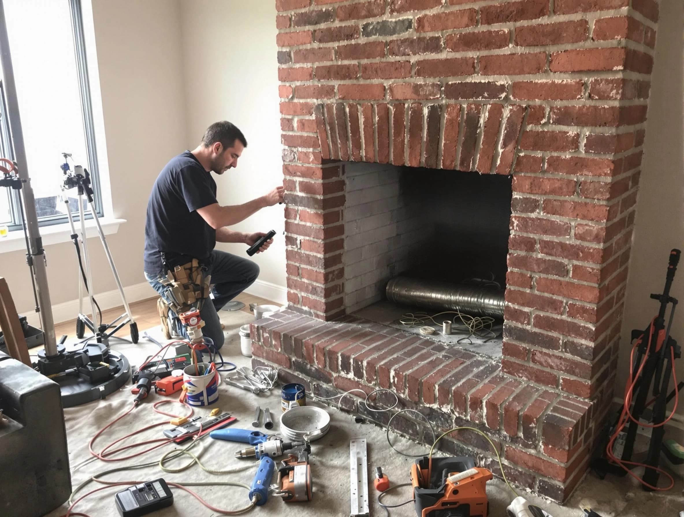 Mechanicsville Chimney Sweep specialist finalizing chimney liner service in Mechanicsville, VA