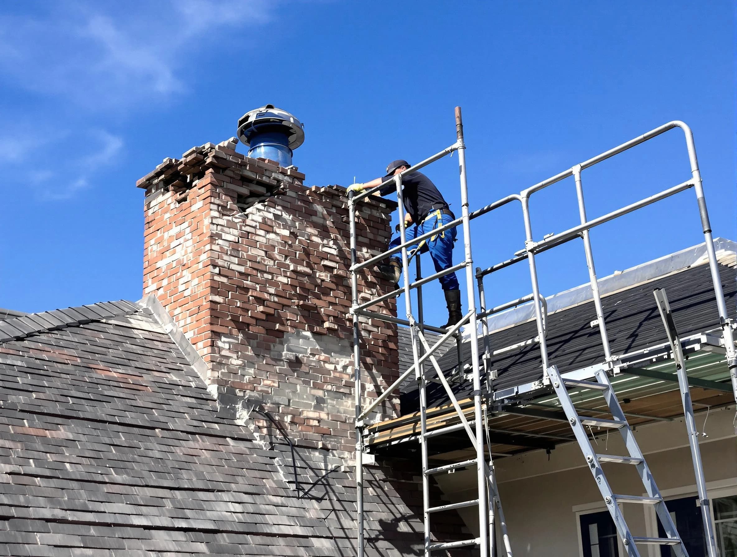 Rebuilding a chimney structure by Mechanicsville Chimney Sweep in Mechanicsville, VA