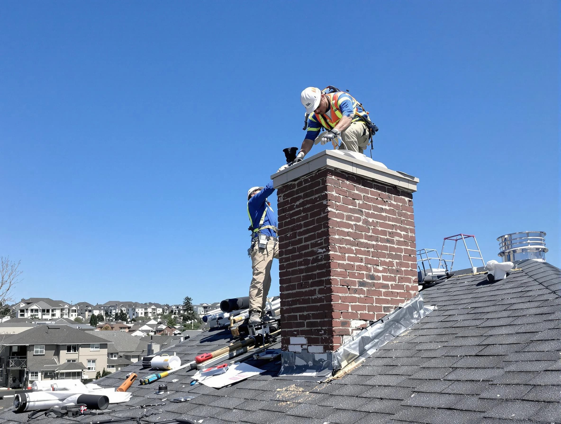 Mechanicsville Chimney Sweep repairing a chimney crown in Mechanicsville, VA