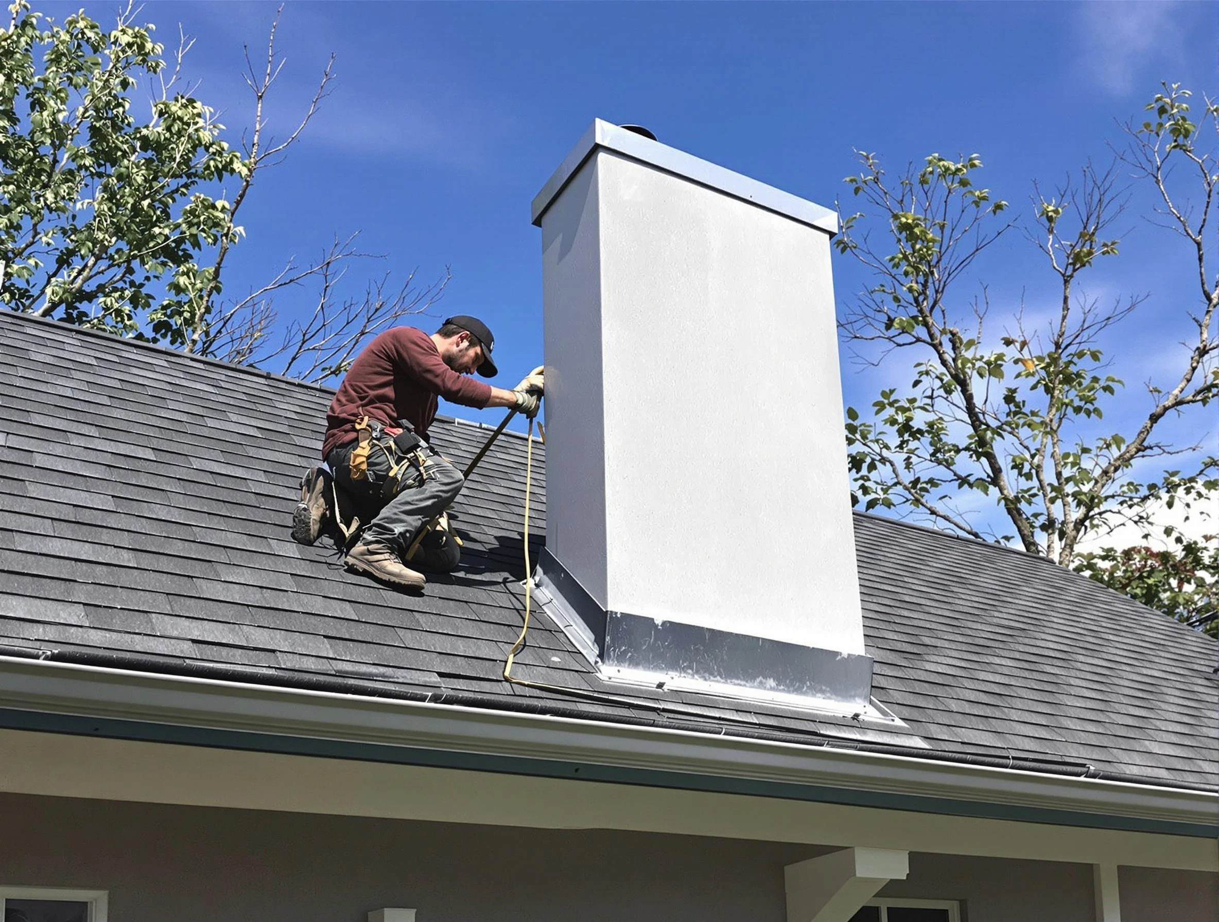 Mechanicsville Chimney Sweep team member finishing chimney construction in Mechanicsville, VA