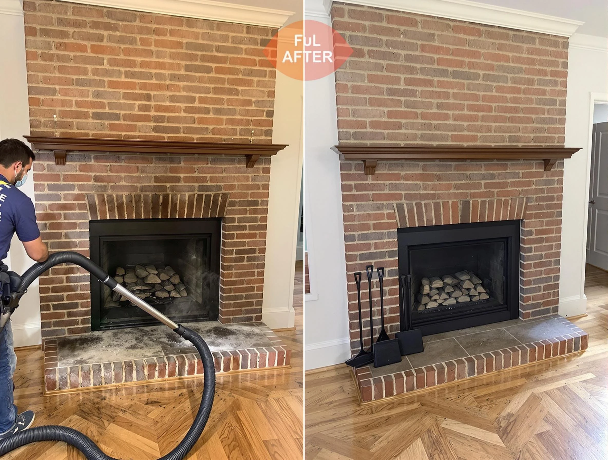 Mechanicsville Chimney Sweep carefully sanitizing a fireplace in Mechanicsville, VA