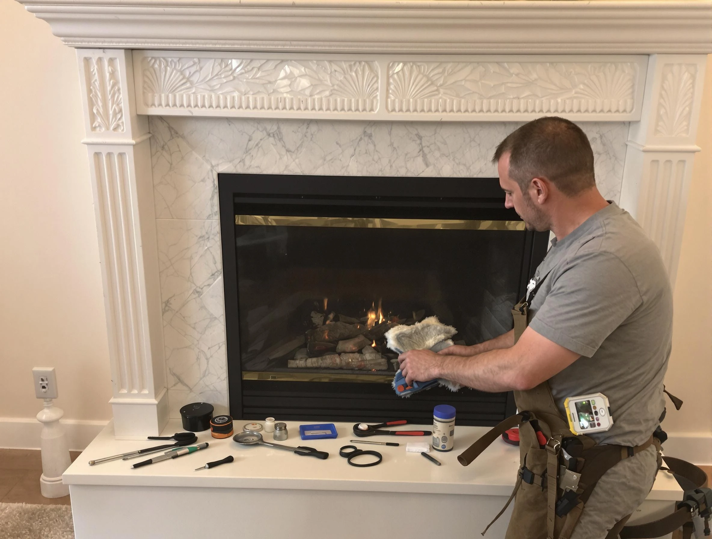 Mechanicsville Chimney Sweep performing fireplace maintenance in Mechanicsville, VA