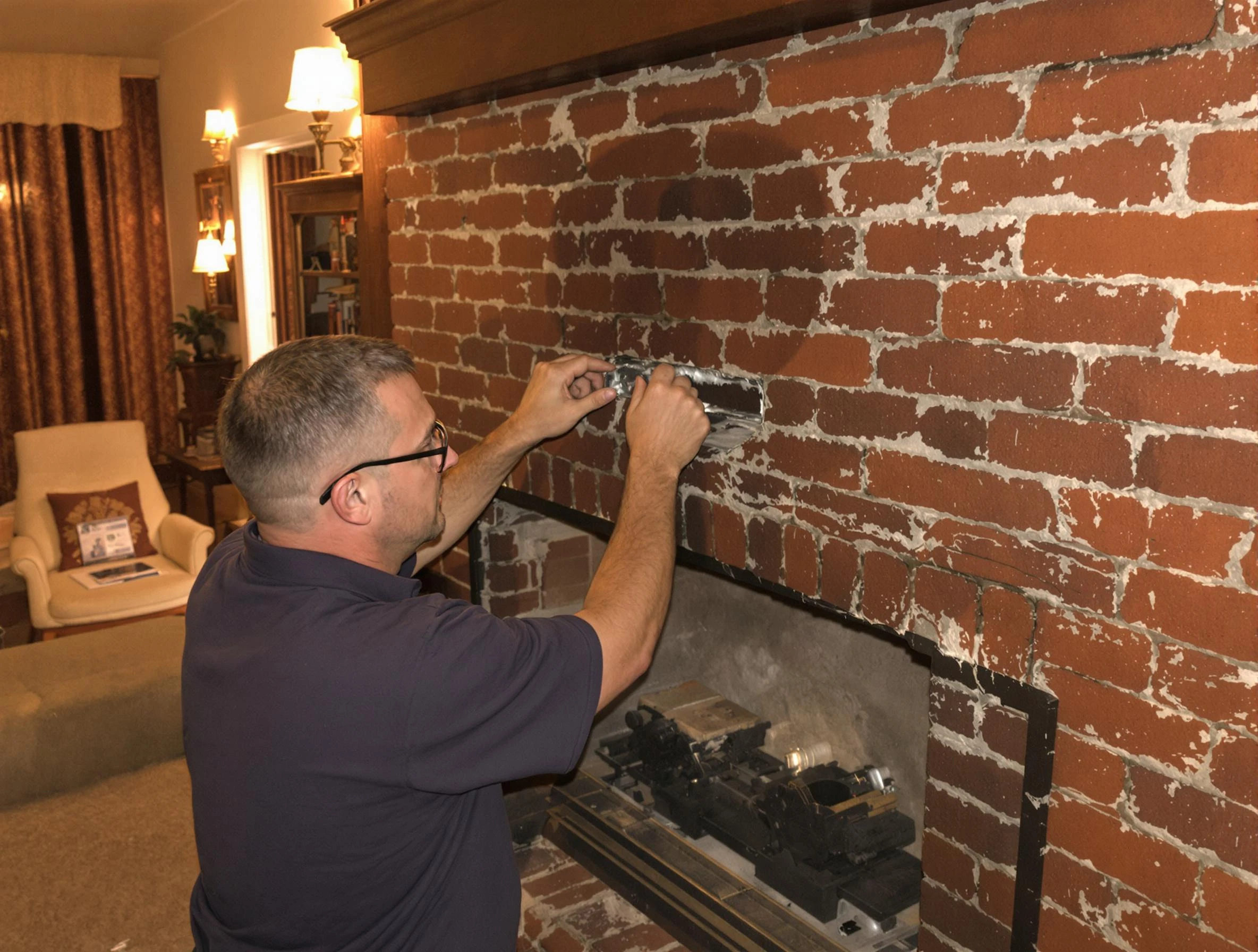 Mechanicsville Chimney Sweep expert fixing a fireplace in Mechanicsville, VA